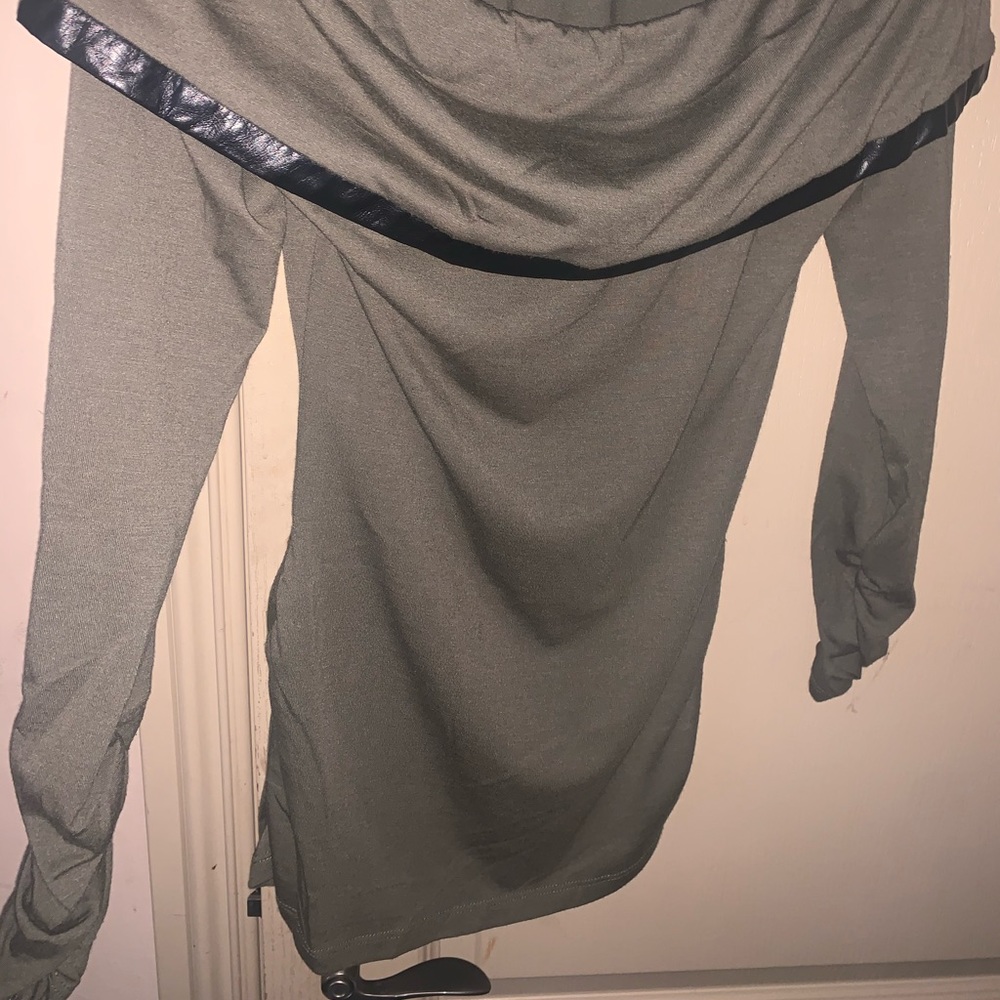 Offt he shoulder olive green top